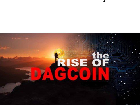 The rise of Dagcoin in white and red with a sunset in the background. Used as the feature image for the article Dagcoin MLM: What a Mistake!