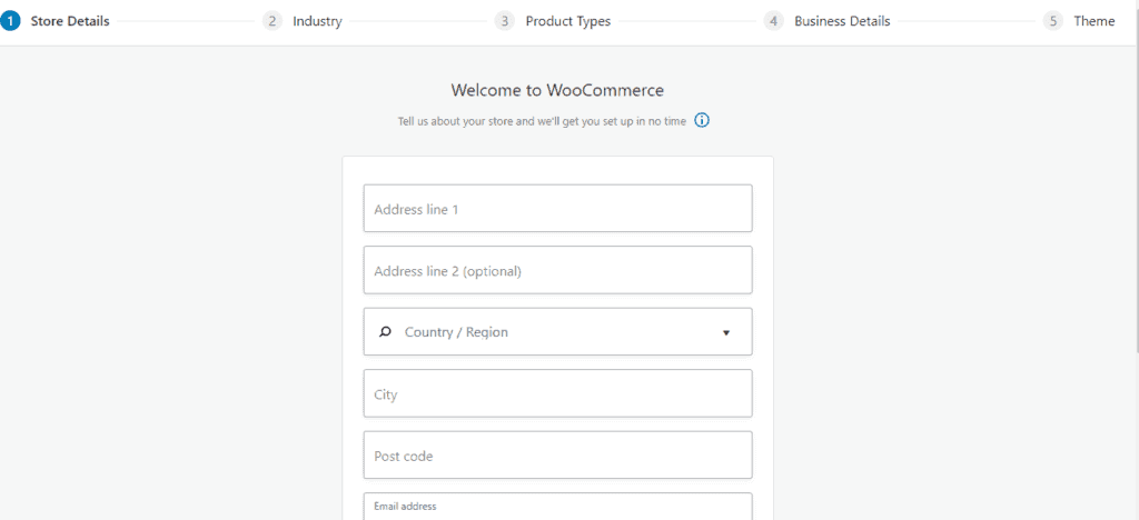 Screen shot of WooCommerce setup for WordPress, used in the article, How to Build an E-Commerce Store with WordPress and have it Making Sales within a 5 Days