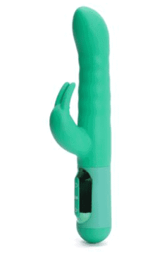 An image of a green "G spot Rabbit" exclusive to Ann Summers stores and party plans. Used in the article, Are Sex Toy MLMs a Good Side Hustle