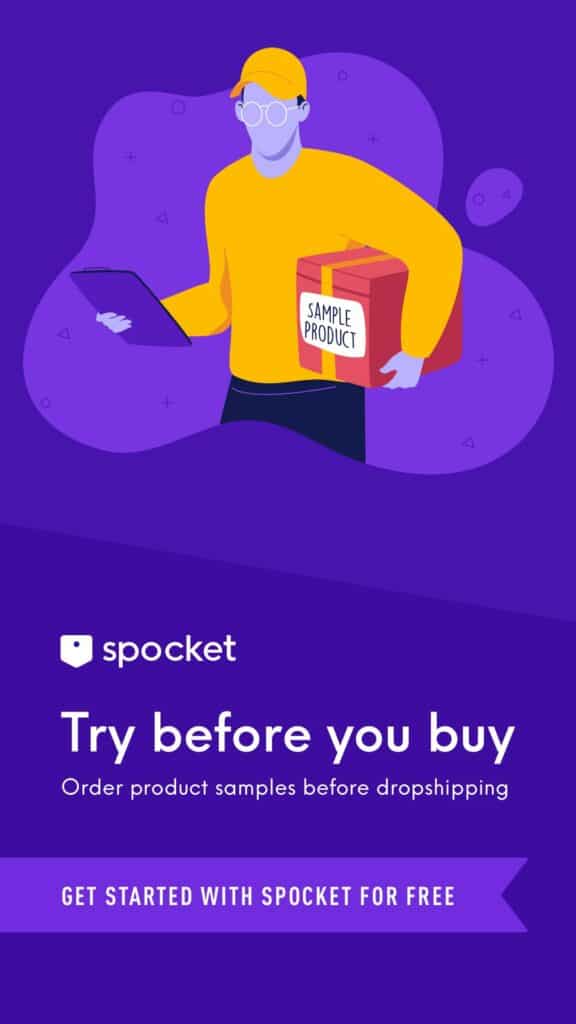 Spocket advertisment used in the page,  Links to Useful Sites For Online Entrepreneurs