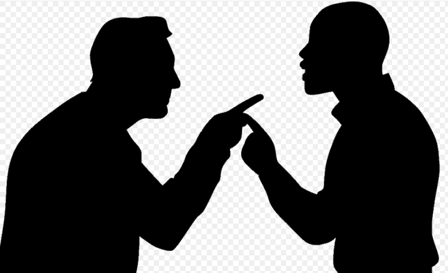 An image of two silhouetted men arguing, used in the article Can you be Re-hired after Being Fired?