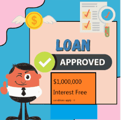 A cartoon of a bank manager with a loan approved sign in the background. Used in the article How to Open a Bakery.