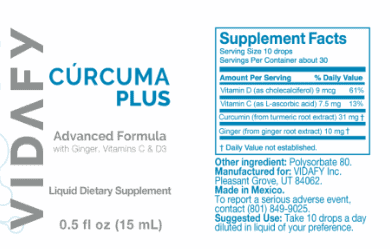 Curcuma Plus ingredient label. Used in the article Vidafy MLM review. 