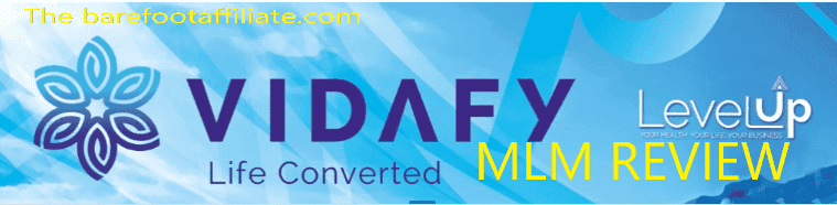 Vidafy logo with thebarefootaffiliate.com and MLM review in yellow below and to the right of Vidafy.
