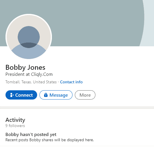 Bobby Jones's profile on Linkedin. Used in the article Is Cliqly an easy way to earn online.