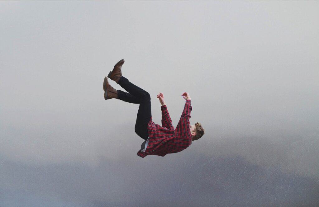  A guy falling through clouds. Used in the article, Avoiding affiliate marketing pitfalls.
