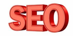SEO in red lettering written in 3D form. 
Used in the article, Rank Math's new Masterclass Solution for SEO Roadblocks.
