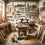 An image of a well-equipped woodworking workshop, capturing the essence of a woodworking space with various tools and materials. Used in the article, 
7 Profitable Retirement Hobbies for Couples.