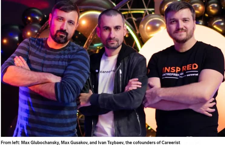 An image of the three Careerists Founders. Max Glubochansky, Max Gusakov and Ivan Tsybaev. Used in the article: Careerist's Proven path to a Dream Job.