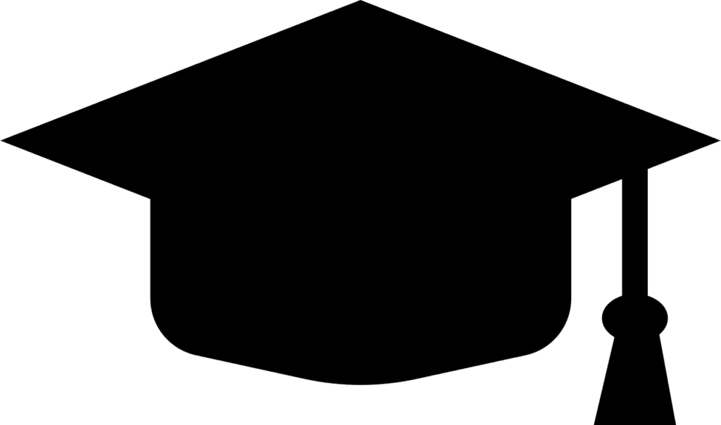 A drawing of a mortar board graduation cap: Used in the article Best online courses for learning python. 